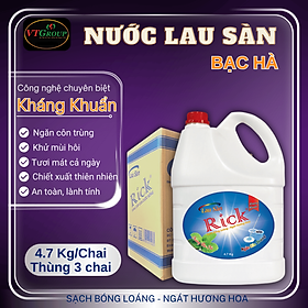 Nước lau sàn Rick 4.7kg (3 chai/ thùng) - Tặng 1 nước rửa chén Zily chanh dây 750g