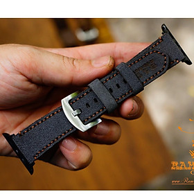 Dây apple watch da bò lộn xám - RAM leather 1965 - handmade (tặng đầy đủ khóa + chốt + cây thay dây)