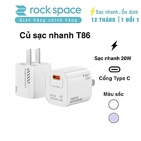 Củ sạc nhanh ip chuẩn PD 20W Rockspace T86 ổn định không nóng hàng chính hãng bảo hành 12 tháng bảo hành 1 đổi 1