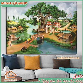 Mua Tranh tráng gương MDF cao cấp làng quê  đồng quê Việt Nam TẶNG KÈM ĐINH TREO ĐQ26
