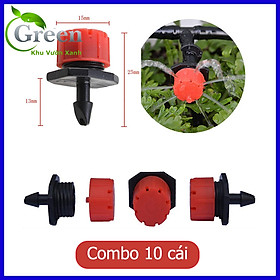 Combo 10 Đầu Tưới Gốc 8 Tia Đỏ Béc Tưới Nhỏ Giọt Điều Chỉnh Lưu Lượng