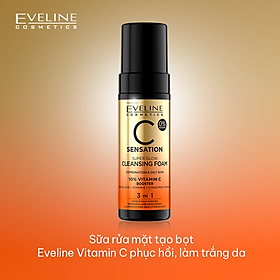 [ Tặng 1 chai nước tẩy trang 100ml] Sữa rửa mặt tạo bọt Eveline vitamin C phục hồi làm trắng da 150ML