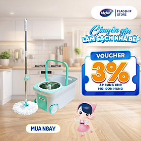 [Tặng Bông Lau] Bộ Lau Nhà MyJae Đài Loan Sợi Microfiber Xoay Siêu Tốc 360 Độ Thông Minh 129.5cm