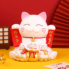 Ống Tiết Kiệm Mèo Trắng Lucky Cat Và Túi Vàng Trang Trí quà tặng