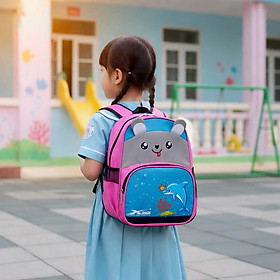 Balo mầm non chống nước Xbags Dolphin hồng – Balo học sinh cao cấp nhiều ngăn dễ thương XB3021