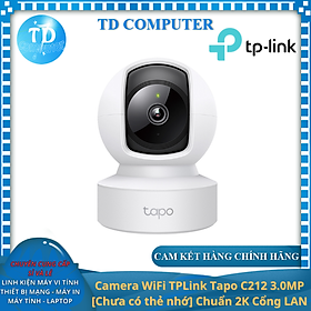 Mua Camera WiFi TPLink Tapo C212 3.0MP  Kèm thẻ nhớ 64GB  Chuẩn 2K Đèn hồng ngoại Âm thanh 2 chiều Quay 360° Hỗ trợ cổng LAN - Hàng chính hãng FPT phân phối