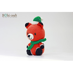 Thú bông len Bobicraft - Cáo ngồi giáng sinh - Bộ màu - Đồ chơi an toàn Quà tặng bé