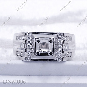 Nhẫn nam kim cương 2 viên chủ 3 viên tấm - DCM006
