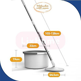 Chổi lau nhà tự vắt thông minh tách nước K9 xoay 360 độ, Cây lau nhà thông minh 360 độ tách nước cán inox kèm thùng