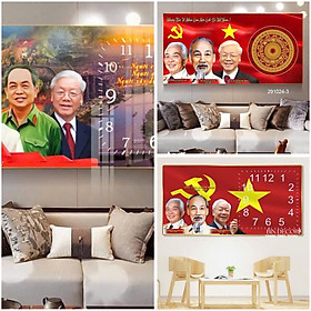 Mua (ẢNH THẬT)Tranh đồng hồ tráng gương Bác Hồ  Bác Giáp Bác Trọng trang trí phòng khách kèm đinh treo