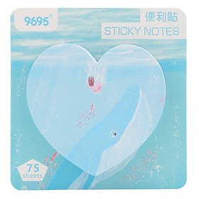 Lốc 4 Xấp Giấy Note No.0020 - Hình Tim Xanh