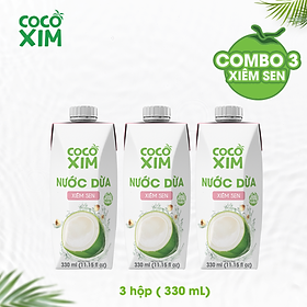 Combo 3 Hộp Nước dừa đóng hộp Cocoxim Sen dung tích 330ml/Hộp