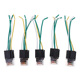 Set of 5 4 Pins SPDT Relay Control Device Relay Socket w Wire