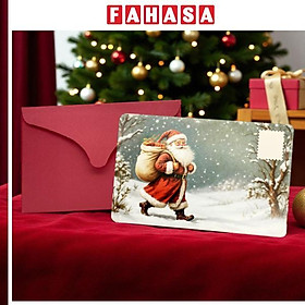 Postcard Giáng Sinh - 13 x 9 cm - 06 - Ông Già Noel Vác Quà
