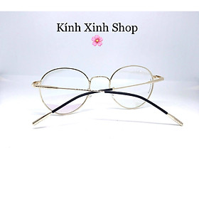 Kính Mắt tròn kim loại cao cấp tròng kính bluecut chống ánh sáng xanh