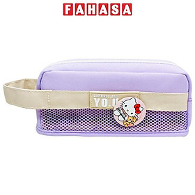 Bóp Viết Vải Kèm Huy Hiệu Hello Kitty - Yipin 25300 - Màu Tím