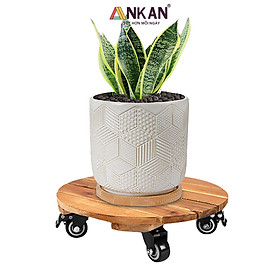 Đế Lót Để Chậu Cây Có Bánh Xe ANKAN 40cm Làm Giá Đỡ Kệ Hoa Cây Cảnh, Màu Vàng Nắng, Chịu Tải 150Kg