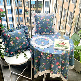 COMBO KHĂN TRẢI BÀN + VỎ GỐI + TẤM LÓT REN họa tiết hoa siêu đẹp, sang trọng, nhã nhặn Landecor mã TB547