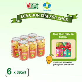 Lốc 6 Lon Nước Ép Xoài Vinut 330 ml 