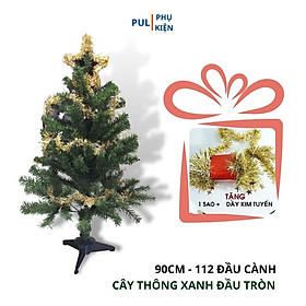 Cây thông noel màu xanh 90cm tặng ngôi sao đỉnh dây kim tuyến trang trí giáng sinh - Chỉ cây thông