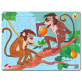 Xếp hình Tia Sáng Hai chú khỉ (30 Mảnh Ghép) - Tặng kèm tranh tô màu cho bé