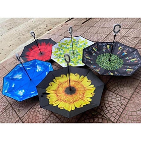 Ô dù mở ngược 3d hàng đẹp , ô mở ngược đi ô tô
