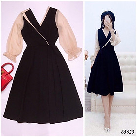 Đầm xòe tiểu thư phối voan xinh xắn cho nàng / có size XXL