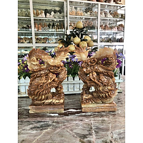 Mua Cặp Rồng đứng phong thủy đá cẩm thạch vân gỗ - Cao 20cm