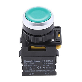 LA155A Ui 600V 10A 22mm Self-Reset Flush Button Momentary Push Button Switch 1NO 1NC DPST