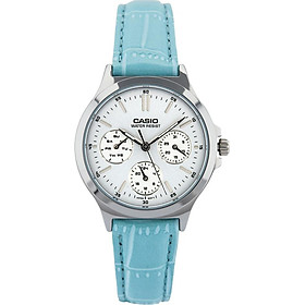Đồng Hồ Nữ Dây Da Casio LTP-V300L-2AUDF (33mm) - Trắng Xanh