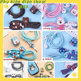 Mua Bộ Decal Dán - Dây Quấn 3 Màu - Nút Bảo Vệ Hình Thú Phần (Không Kèm Cốc - Cáp - Tai Nghe)