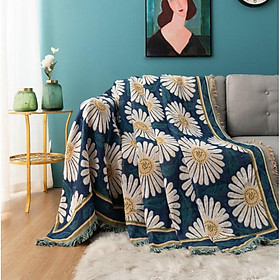 Mua Thảm Sofa  Thảm Trang Trí Thổ Cẩm hoa cúc xanh vintage