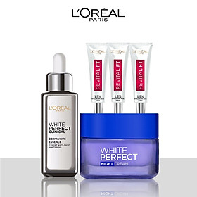 Bộ Sản Phẩm Serum dưỡng trắng da giảm thâm nám và cấp ẩm L'Oreal Paris (WPC Serum,WP night cream 50ml,3 HA 7.5)