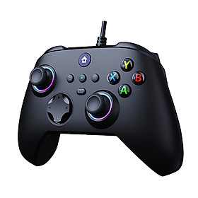 Gamepad Tay cầm chơi game XB01 có dây cho máy tính, laptop, máy game XOne hàng nhập khẩu - Đen Led RGB
