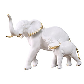 Resin Figurines Sculpture Elephant Statues for Wedding Bedroom New Year Home