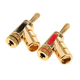 2pcs Gold Plated 4mm Speaker  Male Plug Self-Lock Connectors