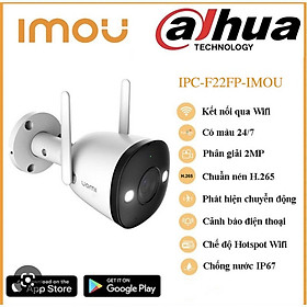 Hình ảnh Camera IP Wifi Ngoài Trời Imou F22FP Bullet 2E Full HD 1080P CÓ MÀU BAN ĐÊM, KÈM PHÍCH CẮM ÂM - Hàng Chính Hãng