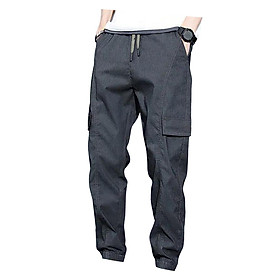 Mens Cargo Pant Multiple Pockets High Waist Trousers Straight Wide Leg Baggy - 4XL