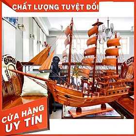 Thuyền THUẬN BUỒM XUÔI GIÓ Dài 80cm- Thuyền Thái Lan Gỗ Gõ đỏ Vân Gỗ Siêu Đẹp - thân 60cm