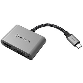 Cổng Chuyển Adam Elements 2 in 1 USB-C CASA to HDMI & VGA - Hàng Chính Hãng