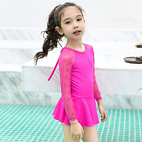Đồ bơi bé gái váy liền màu hồng