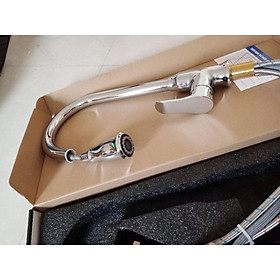 Vòi rửa bát nóng lạnh dây rút inox cao cấp sáng bóng, sang trọng có nút điều chỉnh