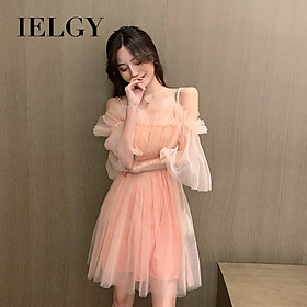 Đầm Chữ A Trễ Vai Phối Lưới Thời Trang Nữ Tính