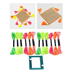 Unique Tassel Making Frame Set Square Expandable with Cross Stitch Thread DIY Kit Knitting Craft Tools Colorful Gift Cross Stitch Accs
