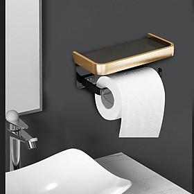 Toilet Paper Holder with Shelf Wall Hanging Punch Free Adhesive for Bathroom