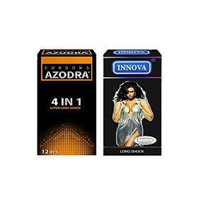 Combo 2 hộp bao cao su Azodra và Innova cả 2 đều gân, gai, kéo dài thời gian mỗi hộp 12 cái