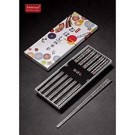 Mua Set 5 đôi đũa inox cao cấp 304 mẫu hoa anh đào nhật bản 1102