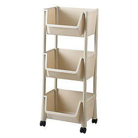 Kitchen Storage Shelf Basket with Lockable Wheels for Bedroom Bathroom