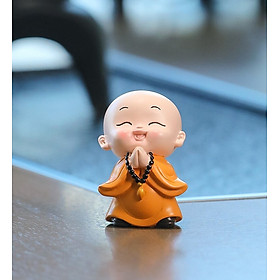 Tượng Chú Tiểu Vui Vẻ Hanh Thông Trang Trí Ô Tô Tiểu Cảnh_ Hàng chính hãng