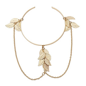 Roman Leaf Feather Arm Bracelet Chain for Women Girls Gold Metal Simple Armlet